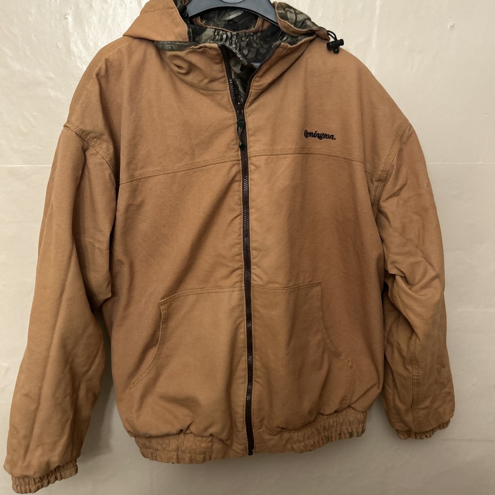 Mens Remington Camo Winter Hunting Coat Reverse‎ Brown Canvas 2XL